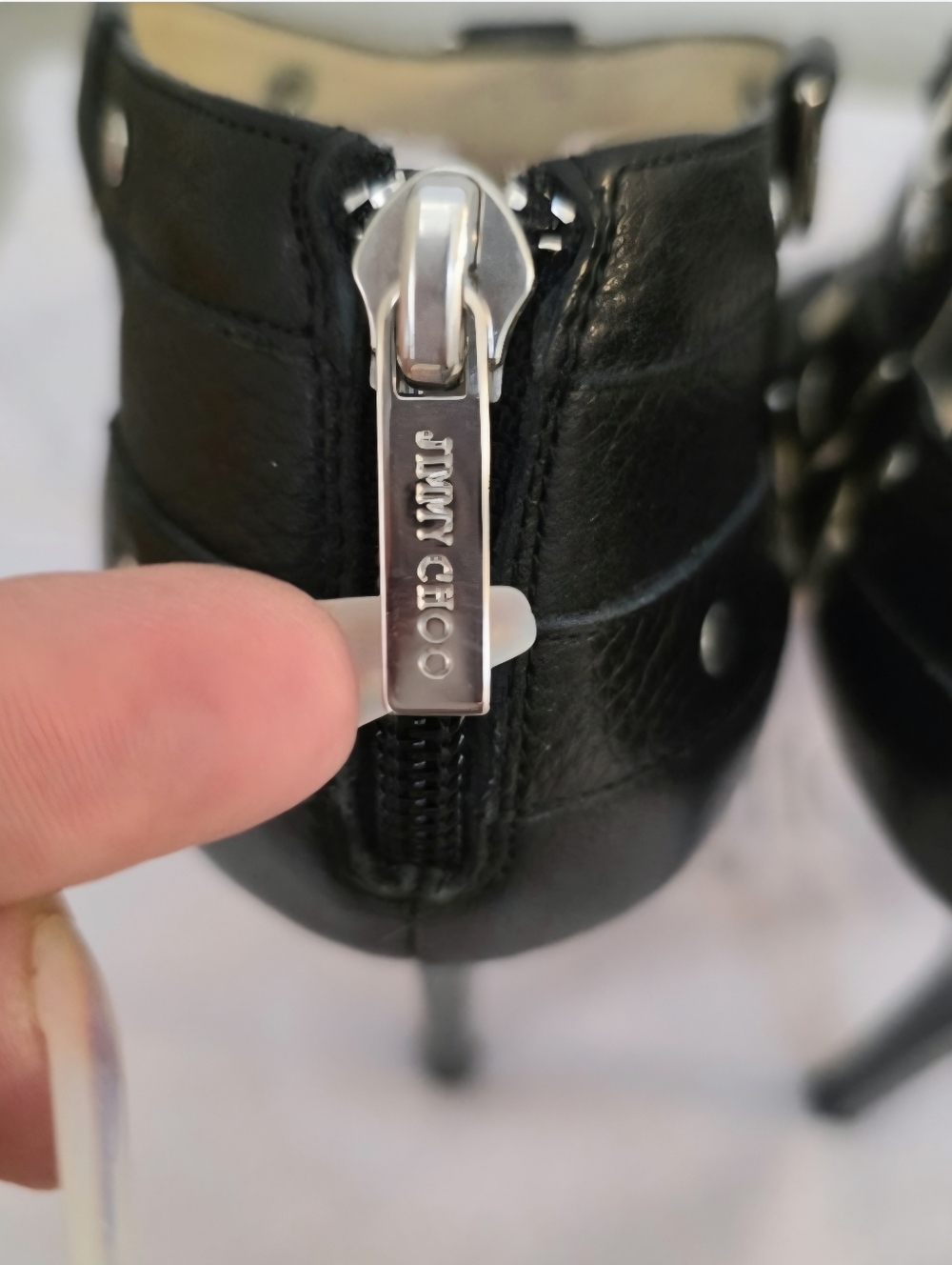 Jimmy Choo Black Leather Silver Studded Strappy Stiletto Heels EU 39, Fits US 8 - Picture 8 of 13